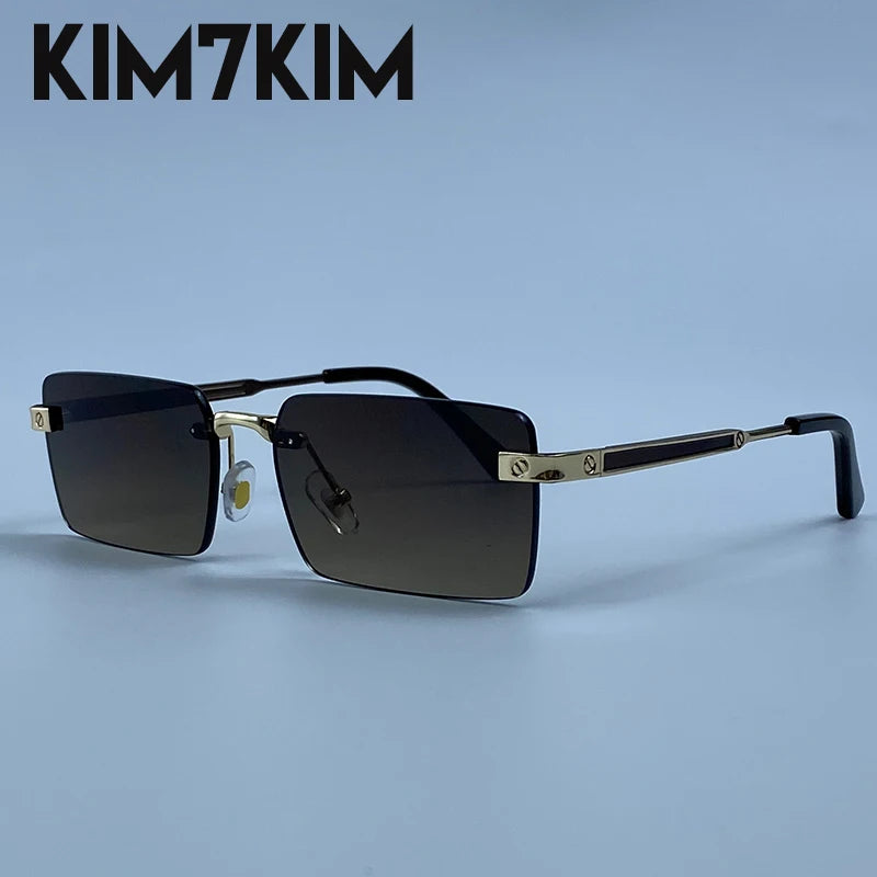 Lunettes de Soleil Rimless Rectangle Hip Hop Y2K Homme – CLEVI Paris