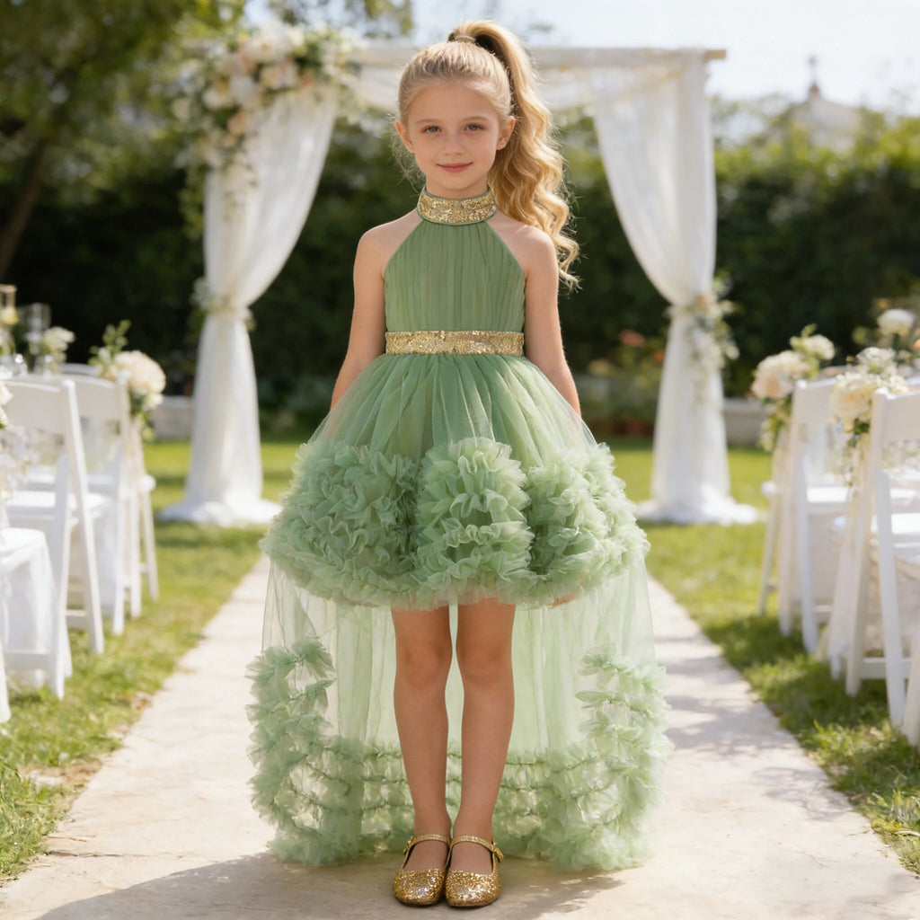 Robe cérémonie fille à paillettes et nœud – CLEVI Paris