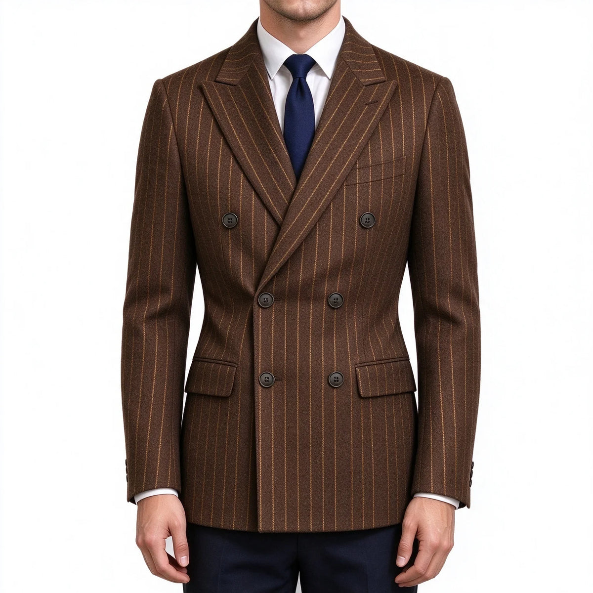 Blazer homme croisé à fines rayures – CLEVI Paris