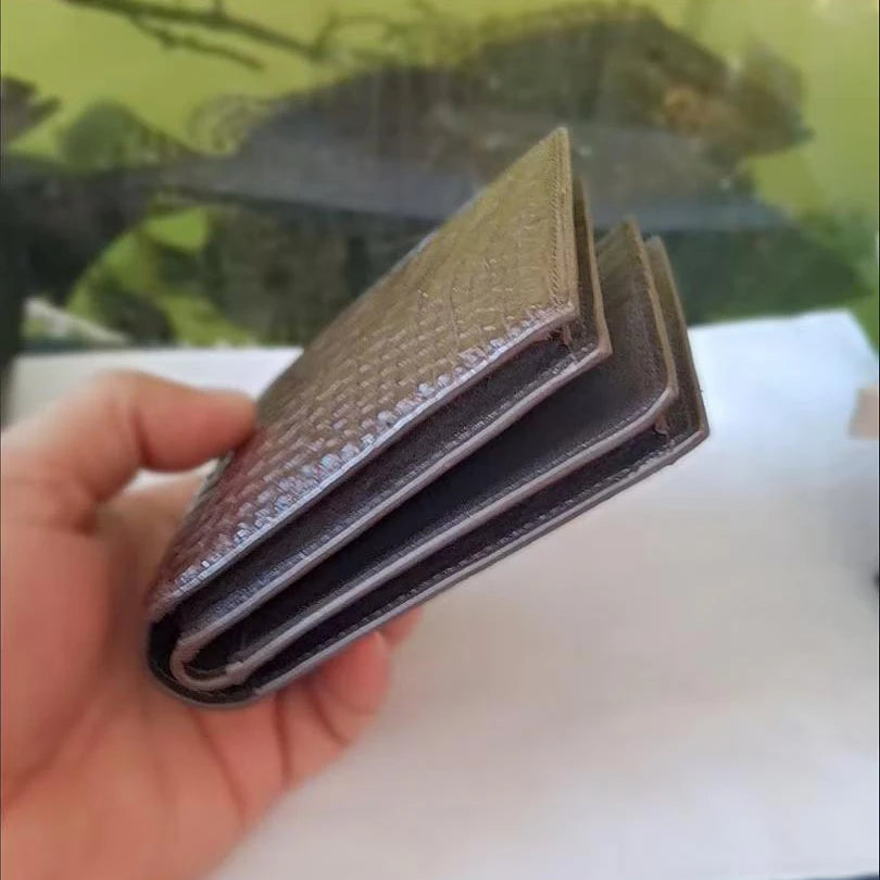 Portefeuille Court Homme Cuir Crocodile Véritable Motif Alligator 11x9cm – CLEVI Paris