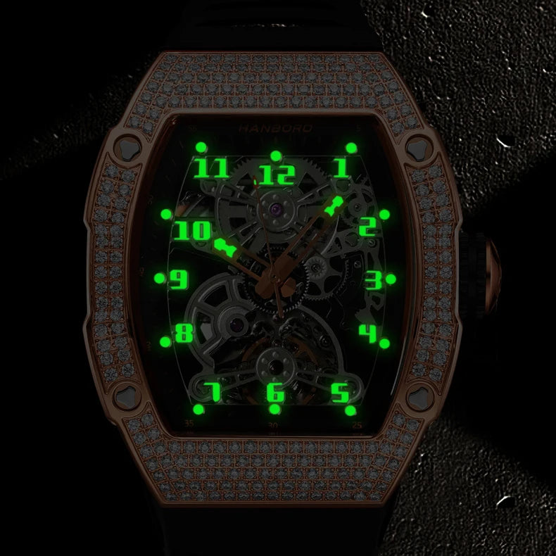HANBORO 970 Montre Homme Automatique Miyota 50mm 180 Cristaux Étanche 5ATM – CLEVI Paris