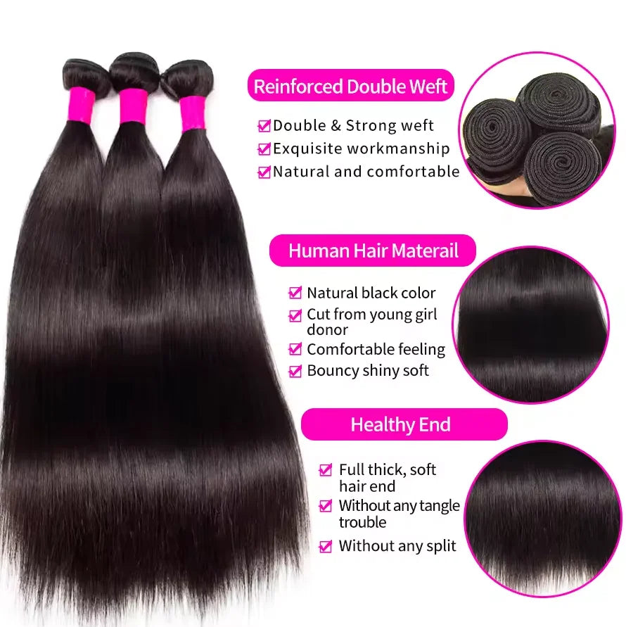 Mèches Brésiliennes Remy Lisses Naturelles 1-3 Pcs – CLEVI Paris
