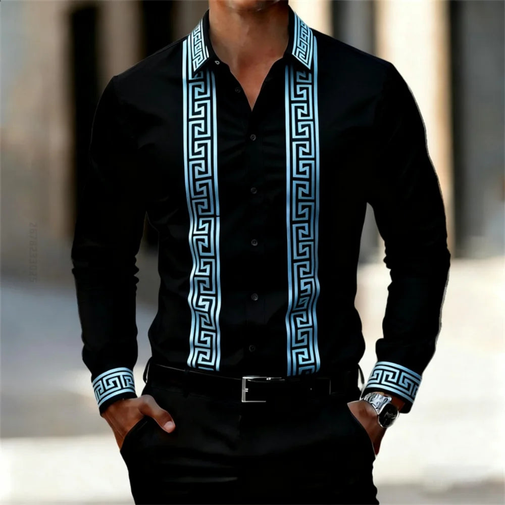 Chemise Imprimée Homme Manches Longues – CLEVI Paris
