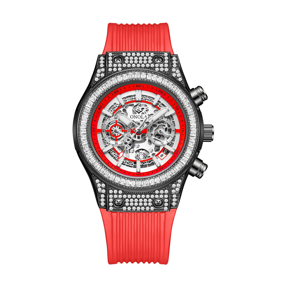 Montre Quartz Tonneau Cadran Creux ONOLA Homme Silicone – CLEVI Paris