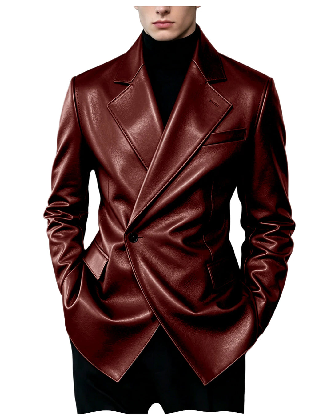 Blazer homme en similicuir, coupe ajustée – CLEVI Paris