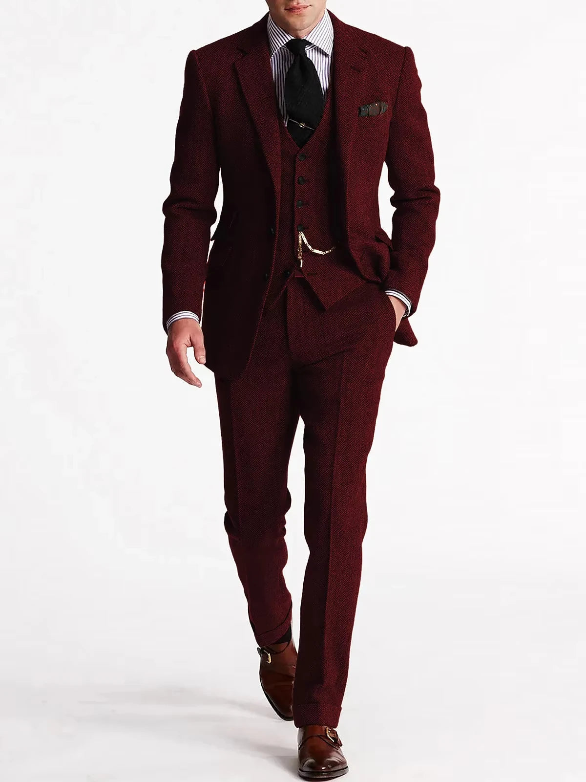 Costume homme en tweed 3 pièces – CLEVI Paris