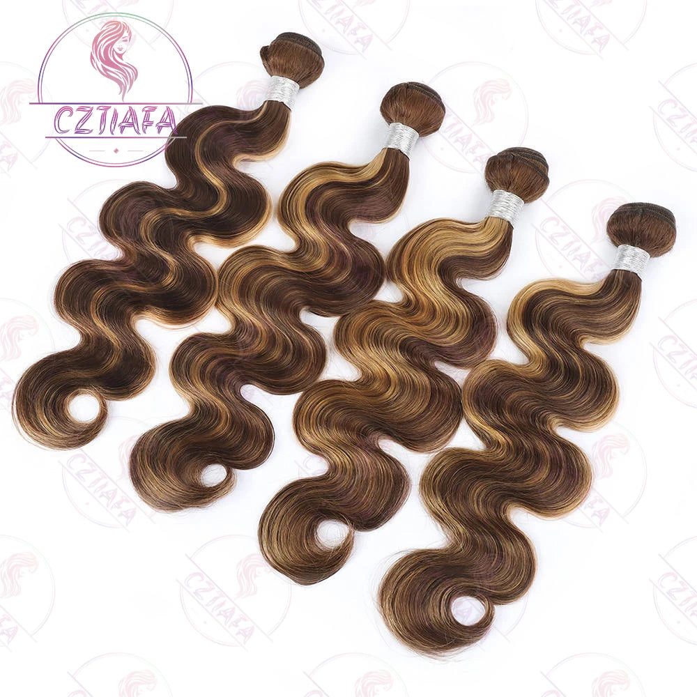 Extensions Cheveux Humains Body Wave Highlight Ombré Brun – CLEVI Paris