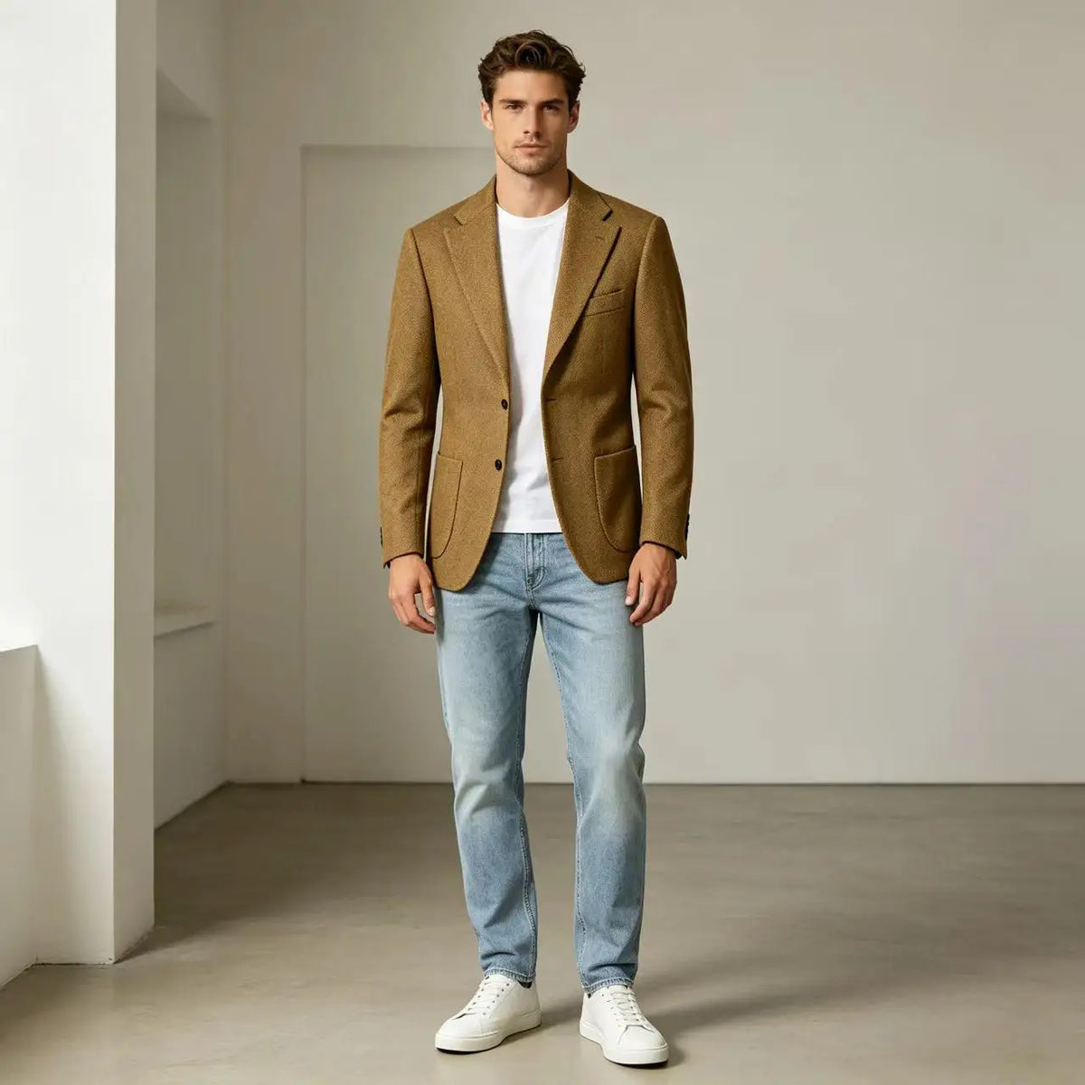 Blazer homme en tweed à chevrons – CLEVI Paris