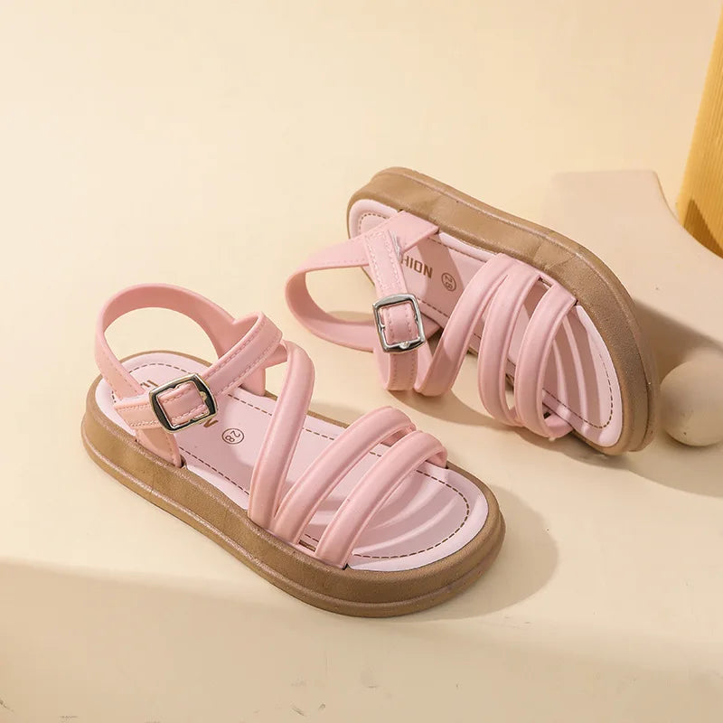 Sandales fille à bout ouvert en polyester – CLEVI Paris