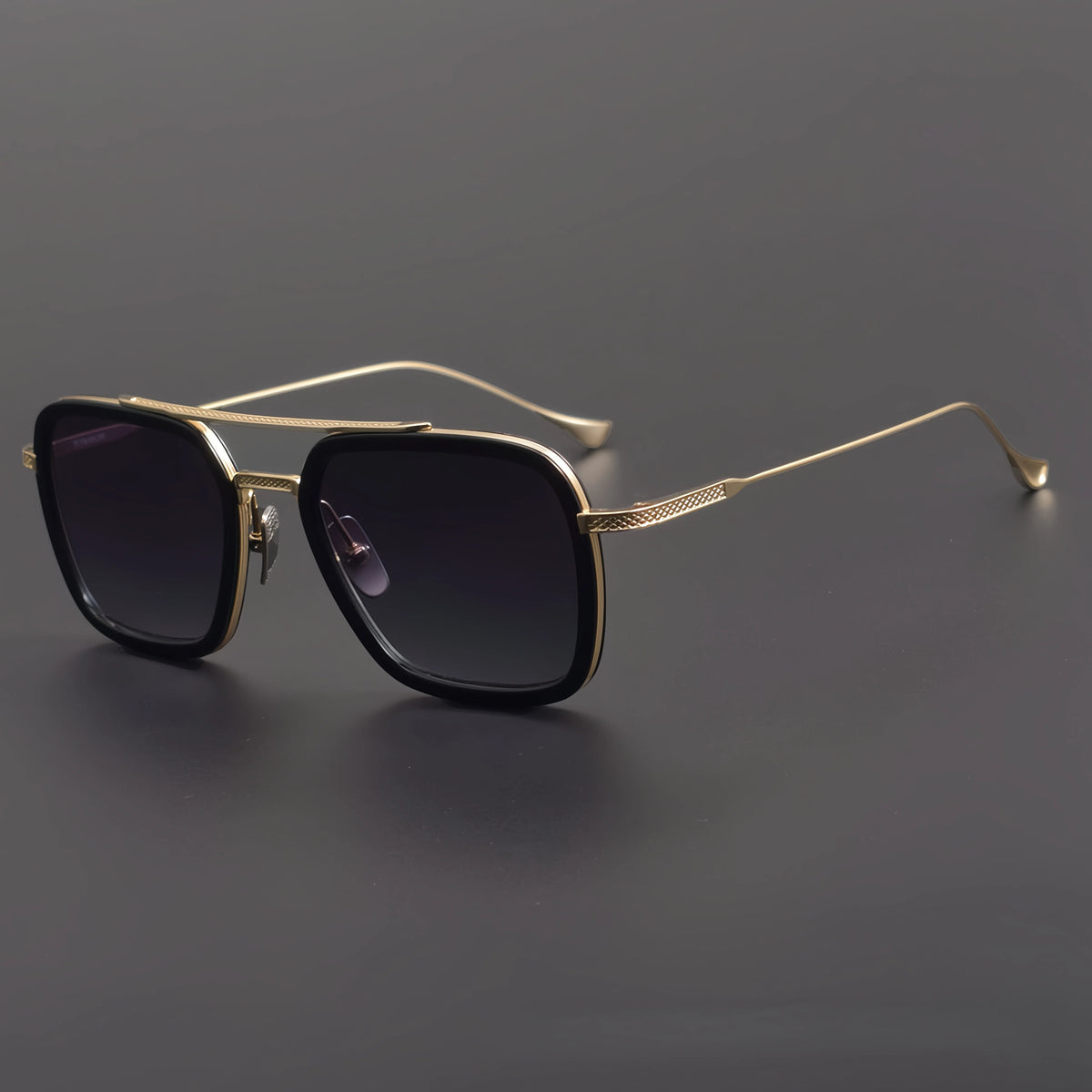 Lunettes de Soleil Carrées Titane Double Pont Luxe UV400 Unisexe – CLEVI Paris