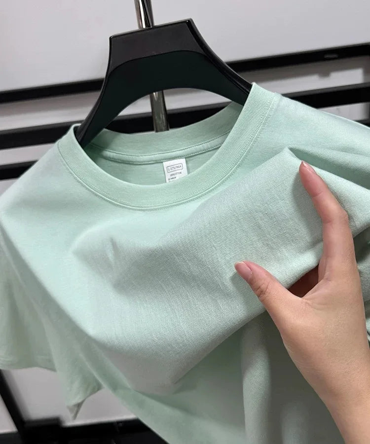 T-shirt homme uni à col rond en coton – CLEVI Paris