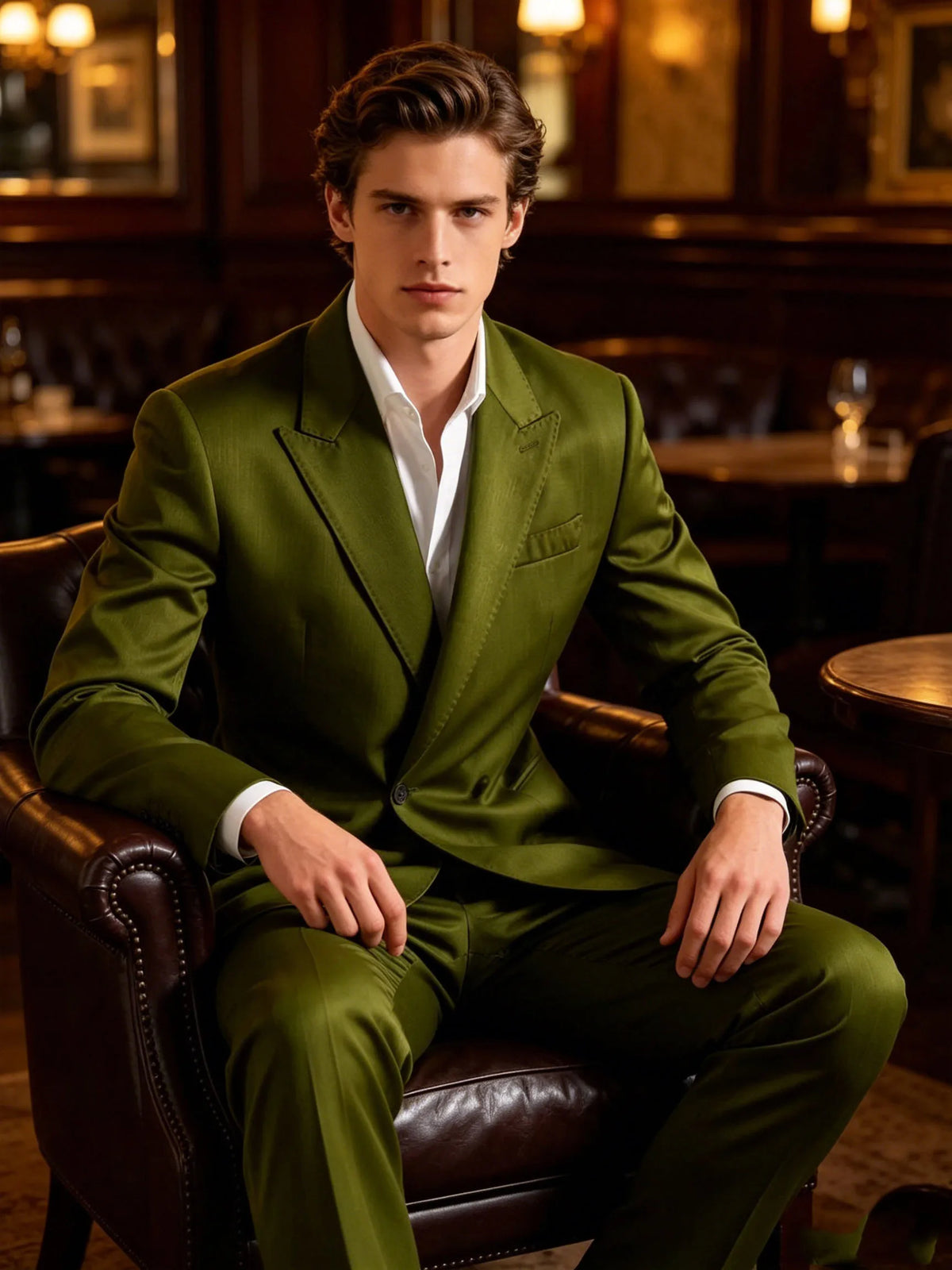 Costume 2 pièces en lin homme vert olive – CLEVI Paris