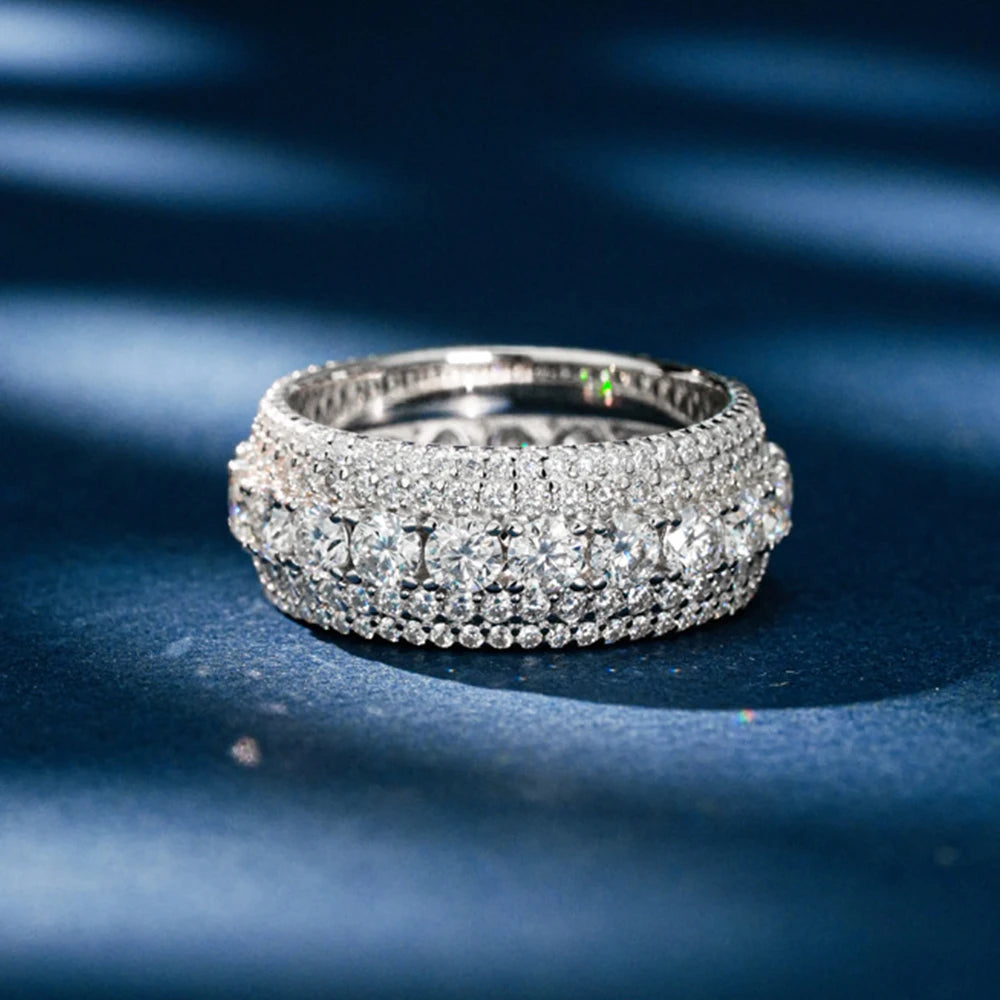 Bague Cocktail Triple Rang Moissanite Pavé – CLEVI Paris