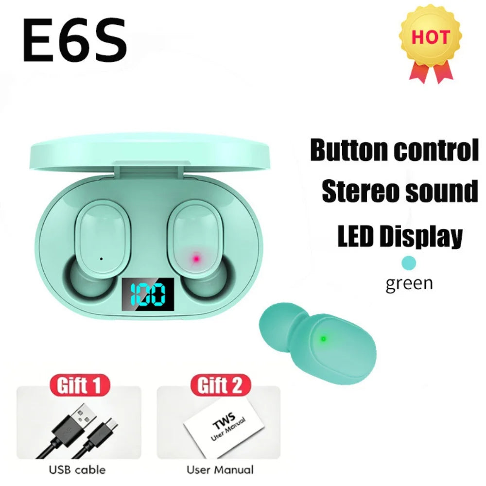 Écouteurs TWS E6S LED Digital Bluetooth 5.1 ANC HiFi – CLEVI Paris