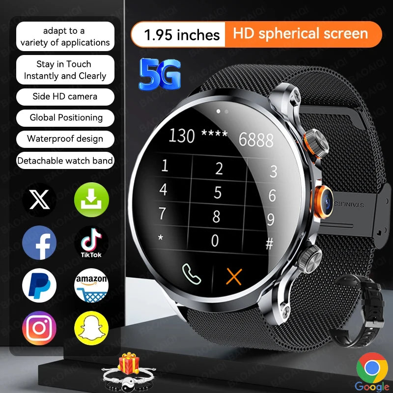 Montre Connectée 4G Android Écran Rond 1,95" Acier – CLEVI Paris