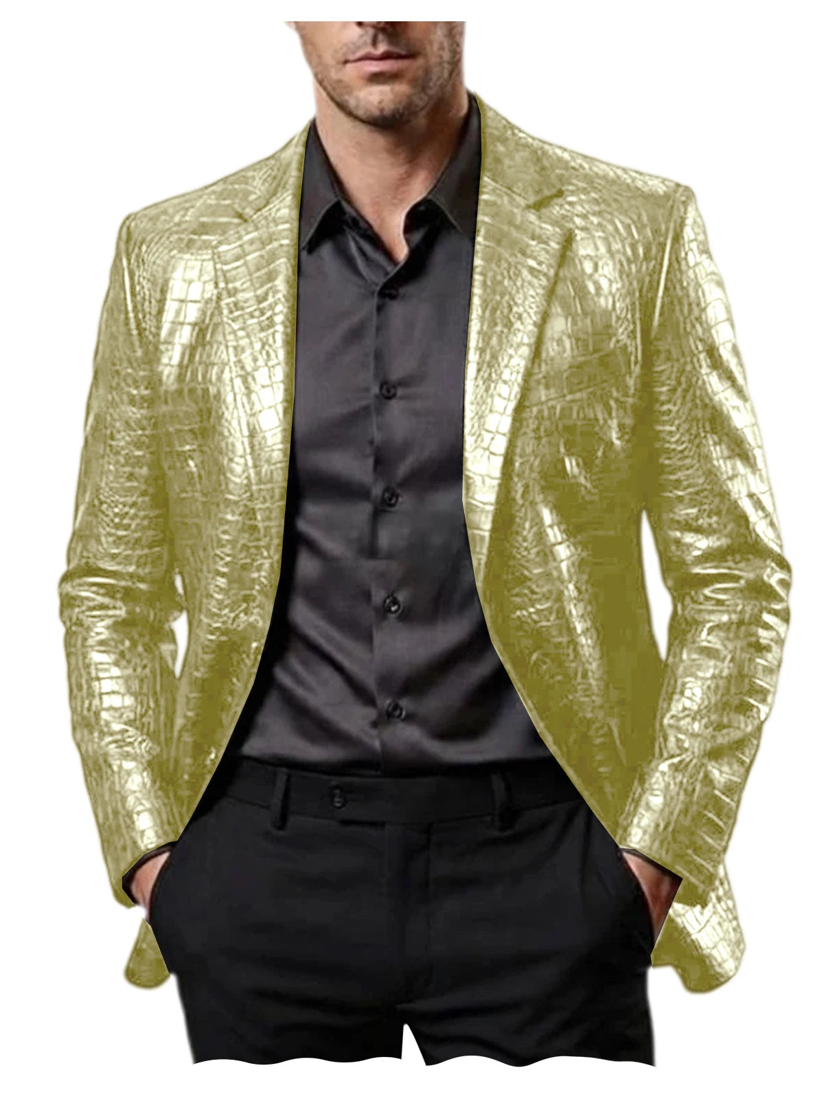 Blazer homme en simili cuir motif crocodile – CLEVI Paris