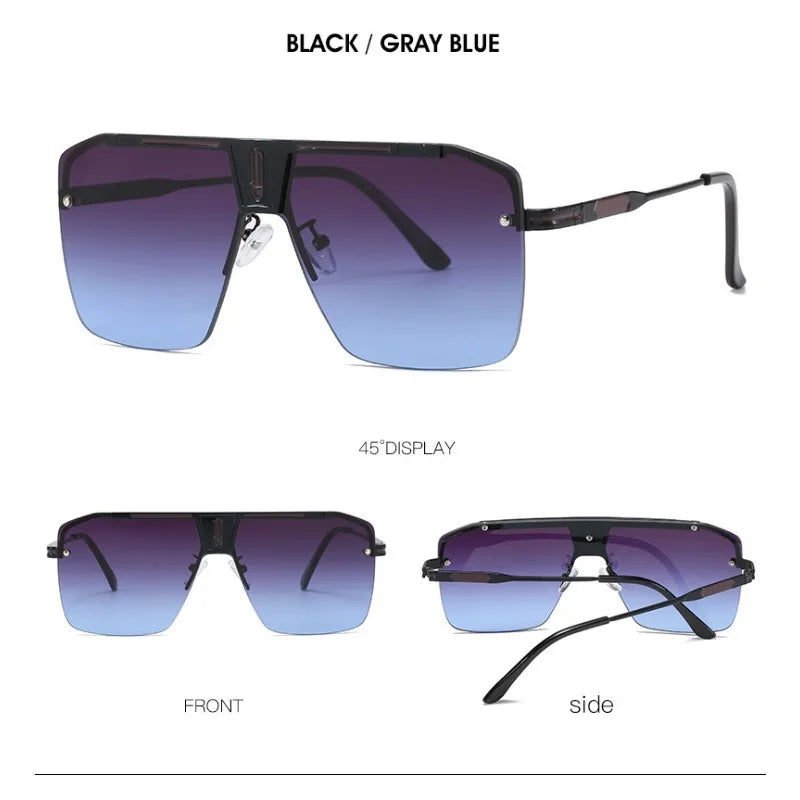 Lunettes de Soleil Carrées Sans Monture Dégradé UV400 Unisexe – CLEVI Paris