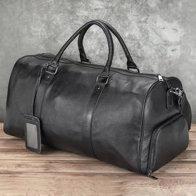 Sac de Voyage Homme Cuir Vache Véritable Compartiment Chaussures – CLEVI Paris
