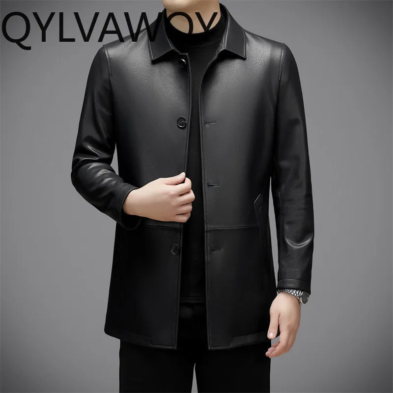 Veste homme en cuir de mouton noir – CLEVI Paris