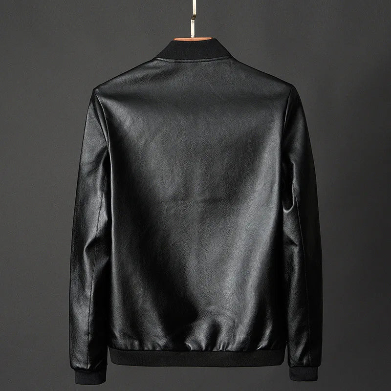 Veste homme en simili cuir à col montant – CLEVI Paris