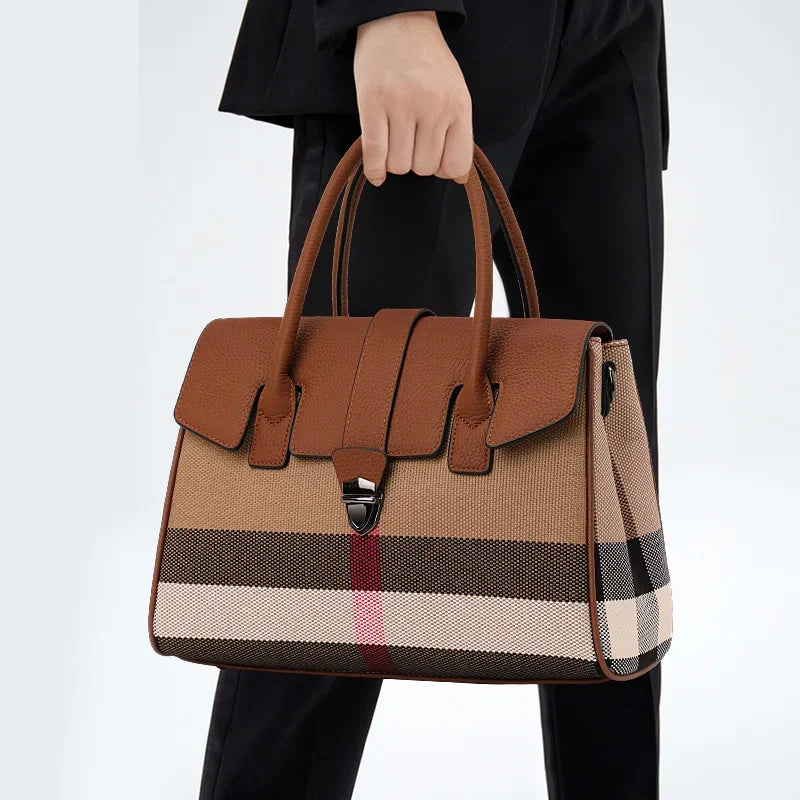 Sac Bandoulière Toile Carreaux Multicolore Cuir Femme – CLEVI Paris