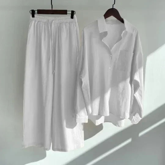Ensemble 2 pièces femme en coton et lin – CLEVI Paris