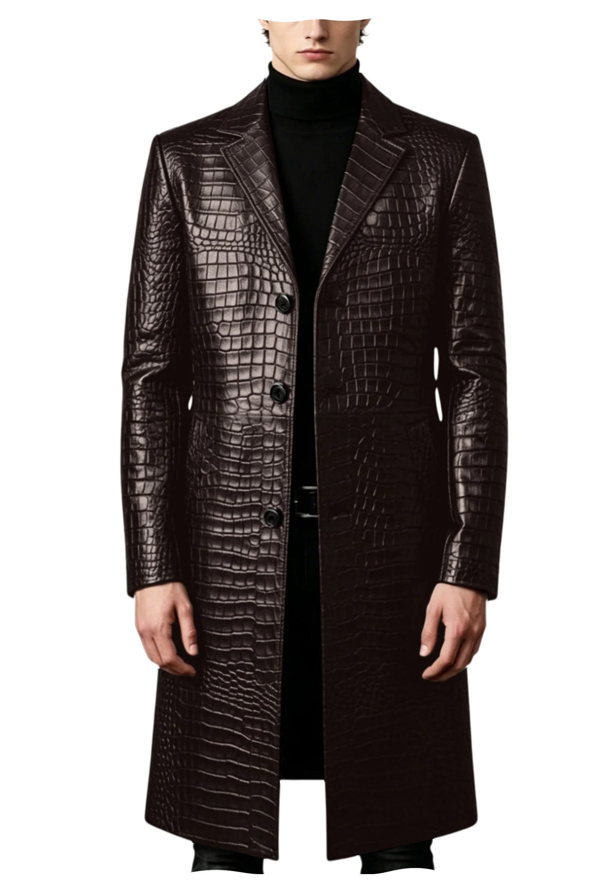 Manteau homme simili cuir motif crocodile – CLEVI Paris