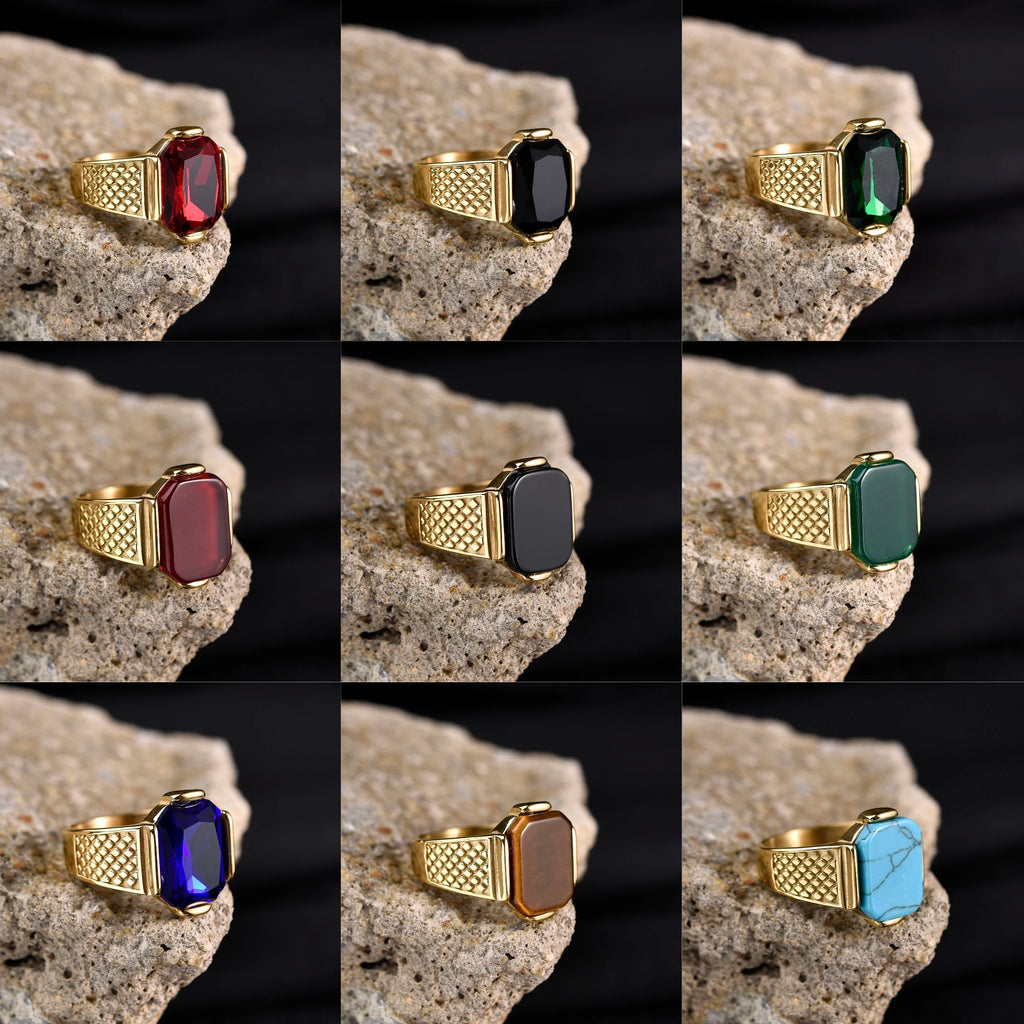 Bague Homme Acier Inoxydable Pierre Colorée – CLEVI Paris