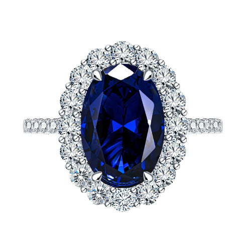 Bague Femme Saphir Bleu Ovale 4,4 Carats 8x12mm Argent 925 – CLEVI Paris