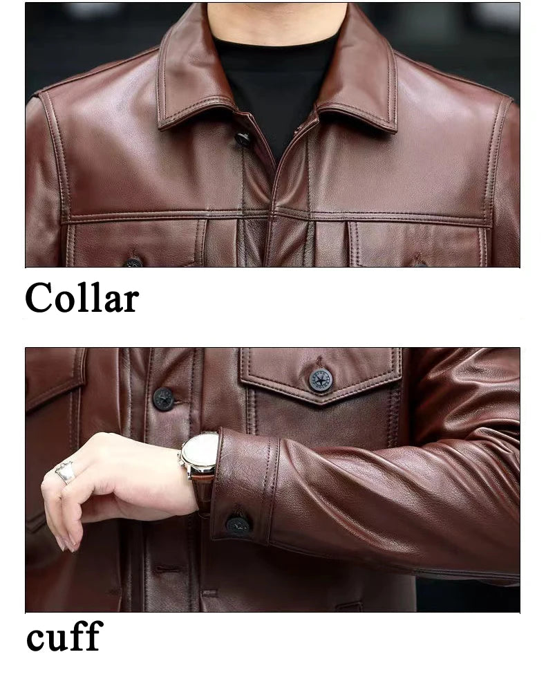 Veste homme en cuir de vachette à poches – CLEVI Paris