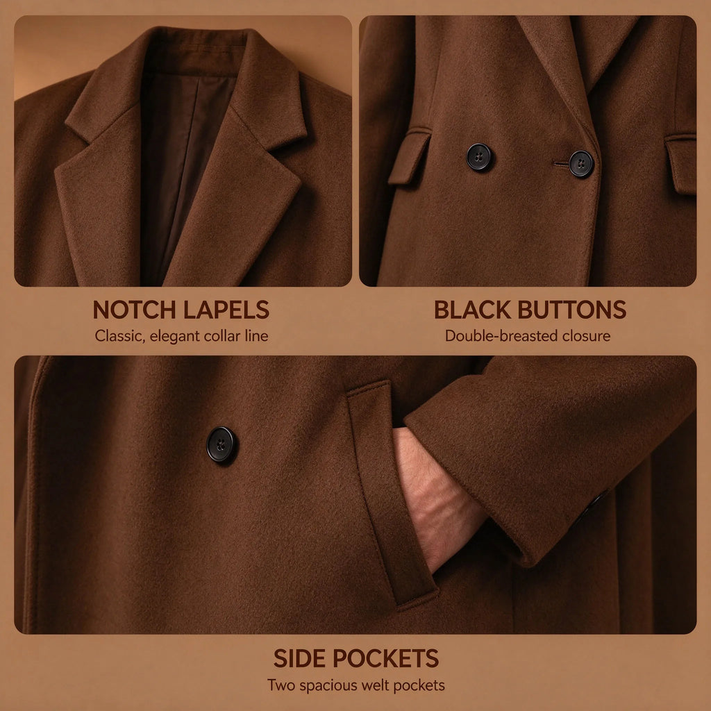 Manteau homme très long en laine mélangée – CLEVI Paris