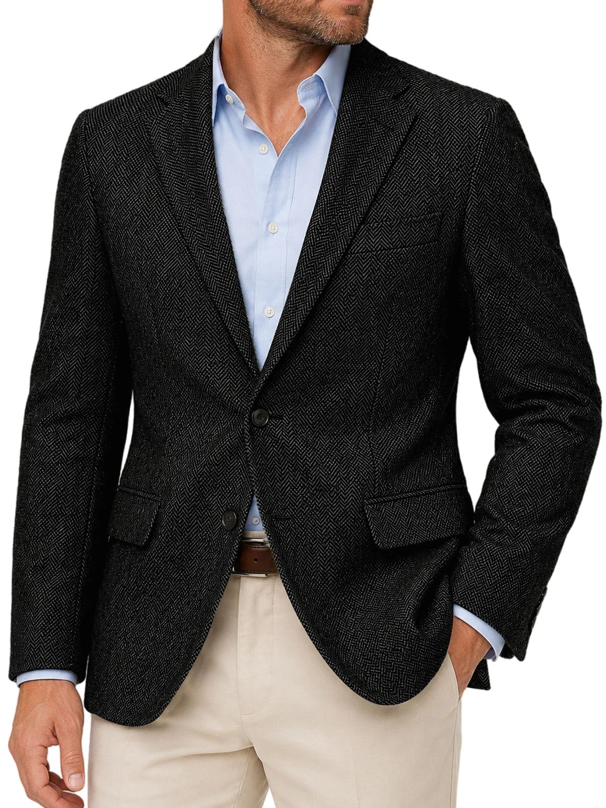 Blazer homme à chevrons et deux boutons – CLEVI Paris