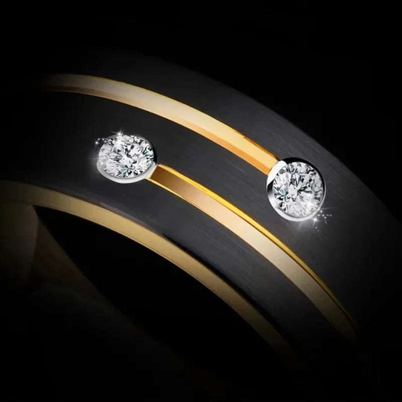 Bague Unisexe Acier Noir et Or, Gravure – CLEVI Paris