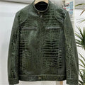 Blouson homme en cuir vert motif crocodile – CLEVI Paris