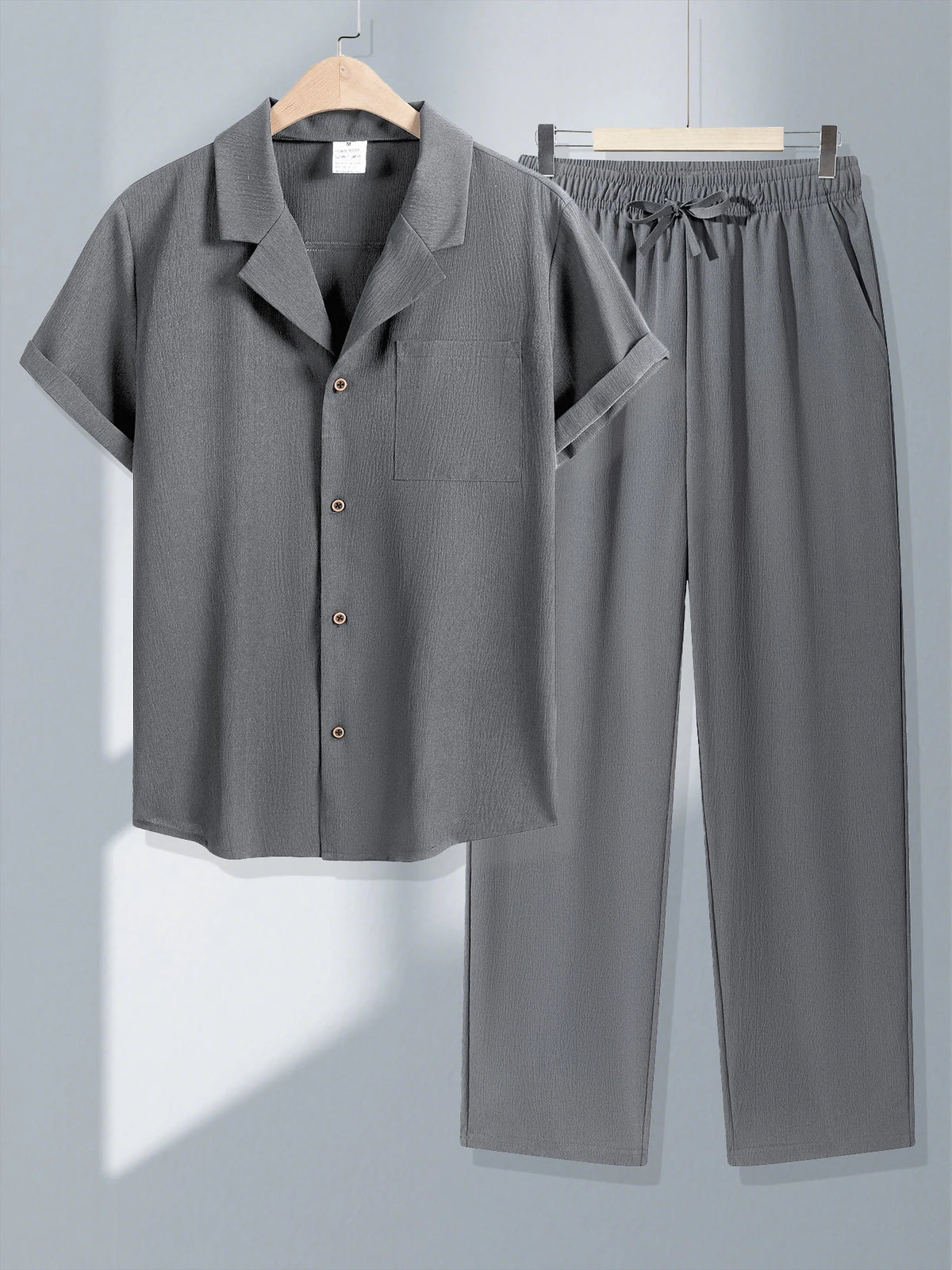 Ensemble 2 Pièces Homme Soie Glacée Polo Manches Courtes + Pantalon Long Casual Été – CLEVI Paris