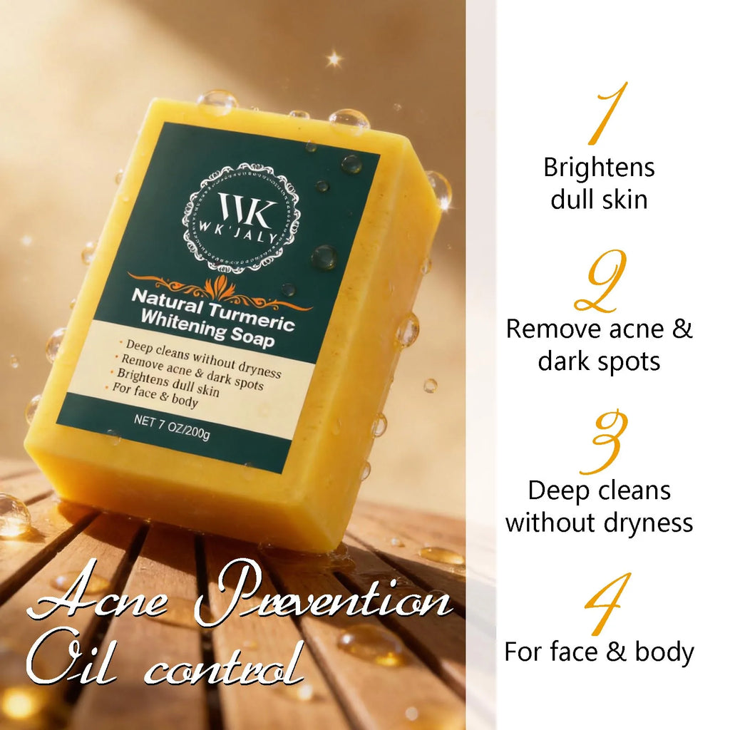 Savon Curcuma Éclaircissant WK'JALY – Anti-Acné, Anti-Taches & Acide Hyaluronique 200g – CLEVI Paris