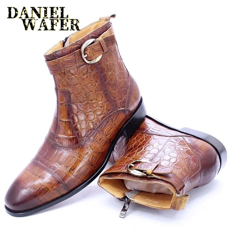 Bottines homme en cuir véritable à zip – CLEVI Paris