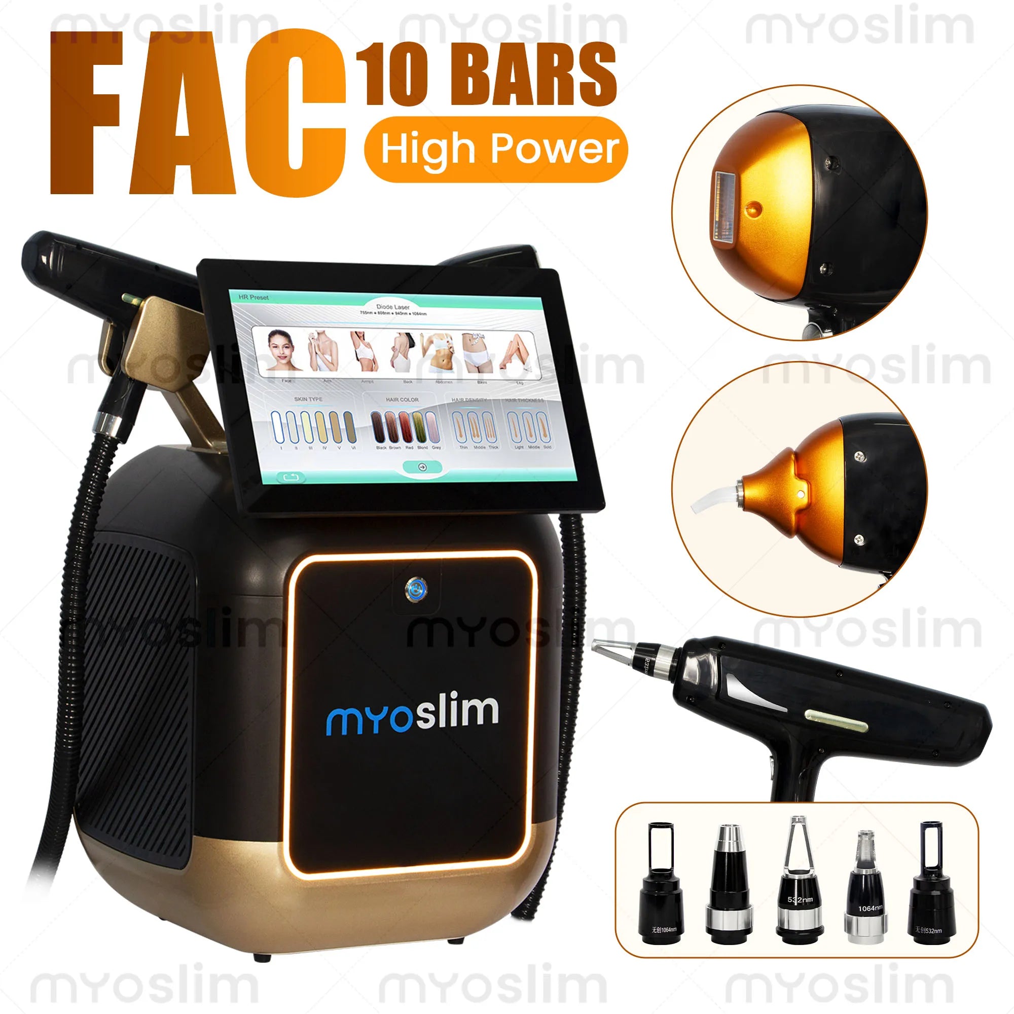 Machine 2-en-1 Laser Diode & Picoseconde FAC 4 Longueurs d’Onde Épilation & Détatouage Professionnelle – CLEVI Paris