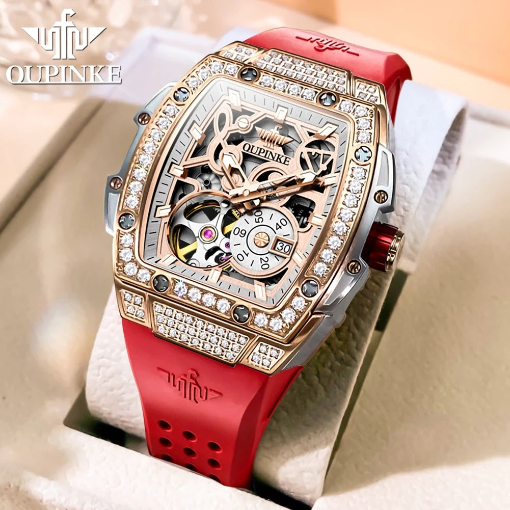 OUPINKE 3220 Montre Femme Automatique Papillon Diamants Saphir Lumineux 50M – CLEVI Paris