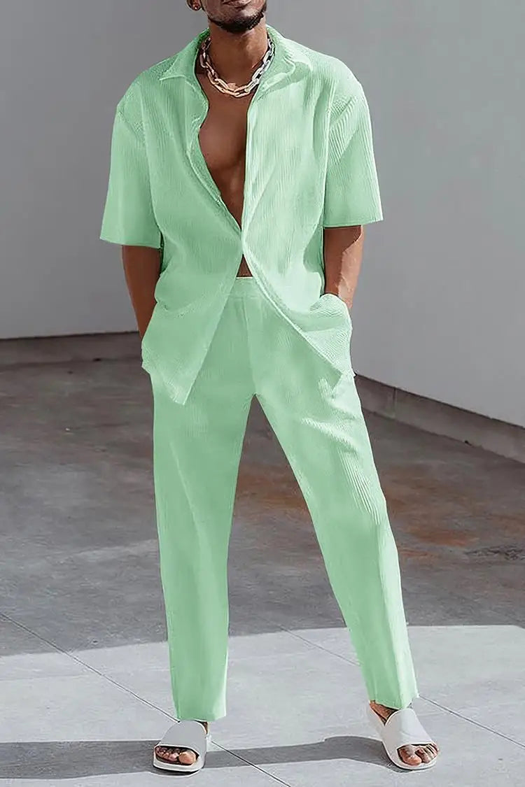 Ensemble 2 Pièces Homme Imprimé 3D Chemise & Pantalon Été – CLEVI Paris