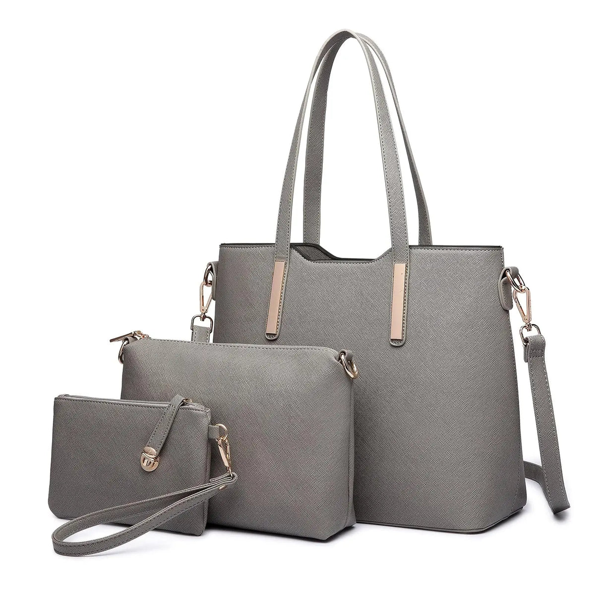 Coffret 3 Sacs Femme PU Synthétique Tote 34cm + Épaule + Pochette – CLEVI Paris