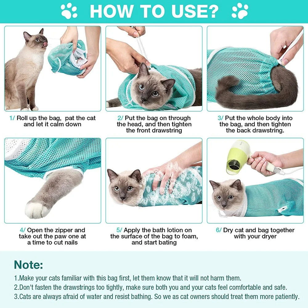 Sac de bain et toilettage pour chat – CLEVI Paris