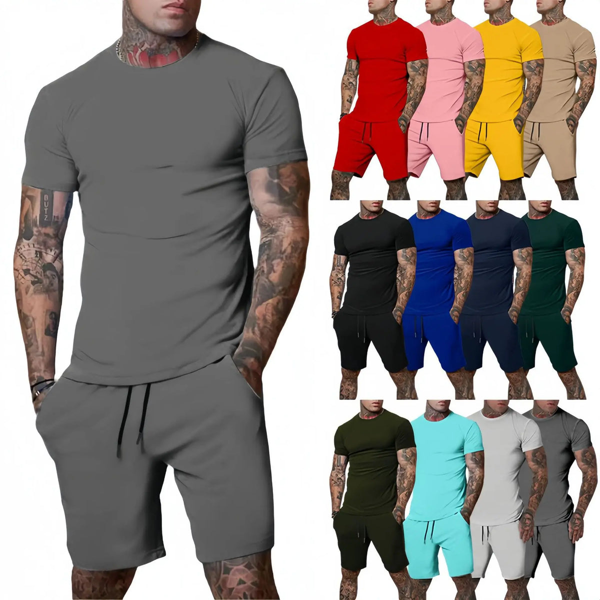 Ensemble homme t-shirt imprimé et short à cordon – CLEVI Paris