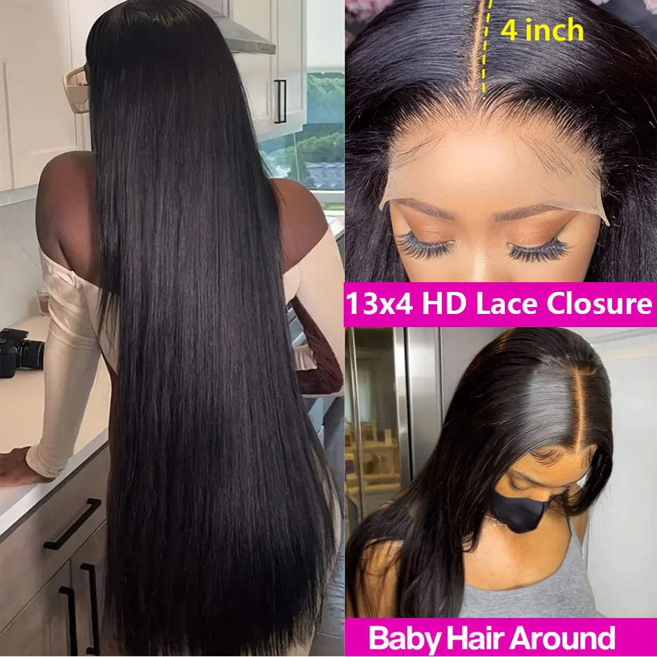 Perruque HD Lace Frontal Straight Cheveux Brésiliens Virgin Hair | 13x4, 13x6, 5x5, 2x6 HD Lace | Densité 200-250% | 20-38 Pouces – CLEVI Paris