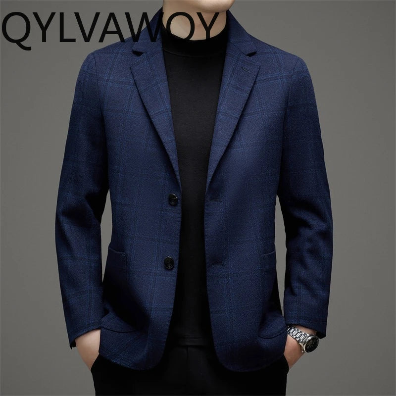 Blazer homme bleu laine, soie et cachemire – CLEVI Paris