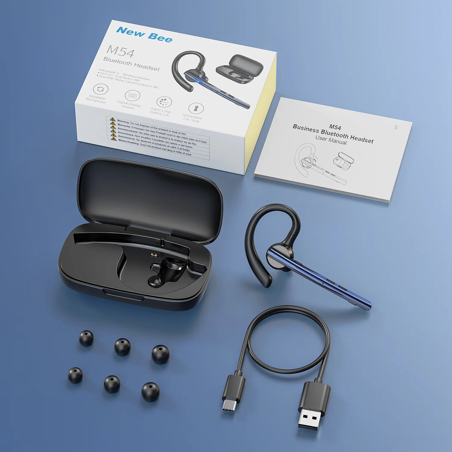 Écouteur Mono Bluetooth New Bee M54 Double Micro Conduite – CLEVI Paris