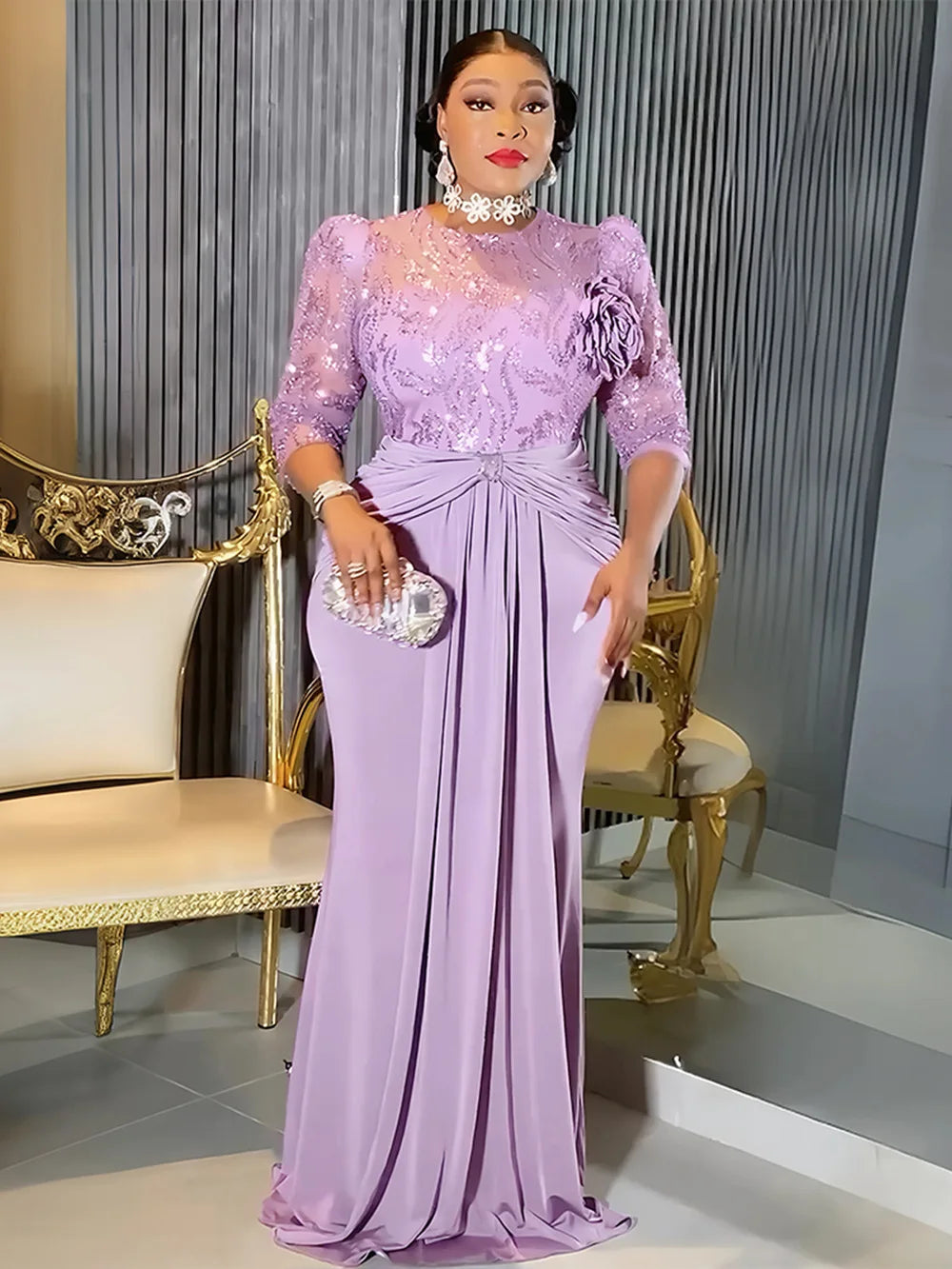 Robe longue africaine de soirée – CLEVI Paris