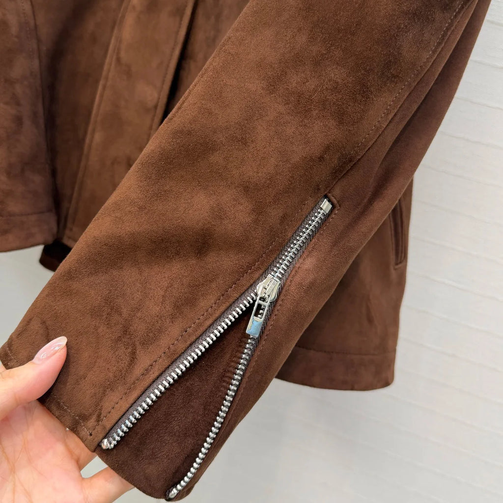Veste péplum femme en cuir à col montant – CLEVI Paris