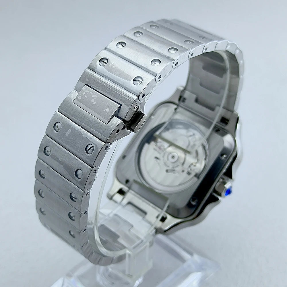 Montre Homme Automatique NH70 38mm – Boîtier Carré Acier 316L Verre Minéral Étanche Bracelet Plié – CLEVI Paris