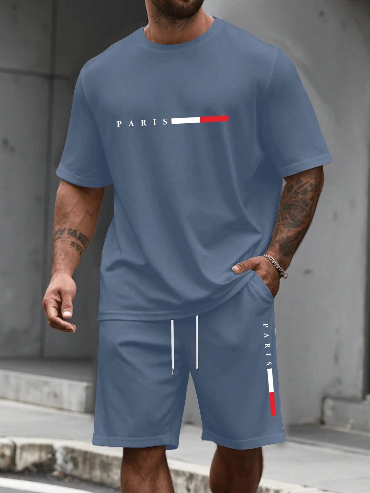 Ensemble Survêtement 2 Pièces Homme T-Shirt Col Rond Manches Courtes + Short Casual Sport – CLEVI Paris